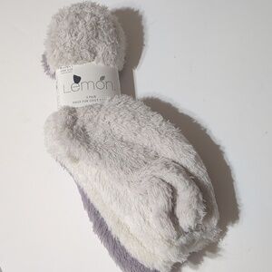 Lemon 3 pair Faux Fur cozy socks womens one size